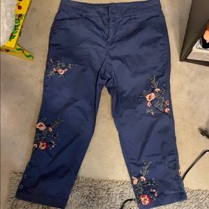 Style & Co. Blue Embroidered Pants